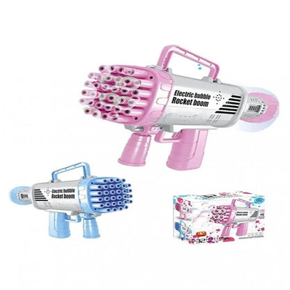 Bubble Gun One Pack Of Children's 40 Holes Launcher Handheld Portable Electric Automatic Bubble Gun LED Light