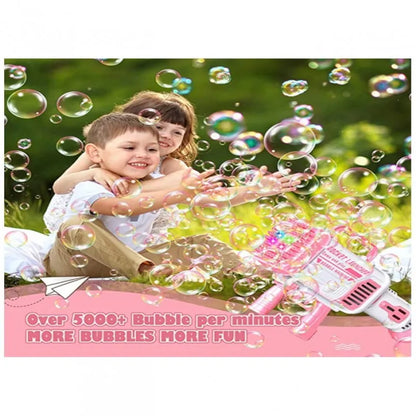 Bubble Gun One Pack Of Children's 40 Holes Launcher Handheld Portable Electric Automatic Bubble Gun LED Light