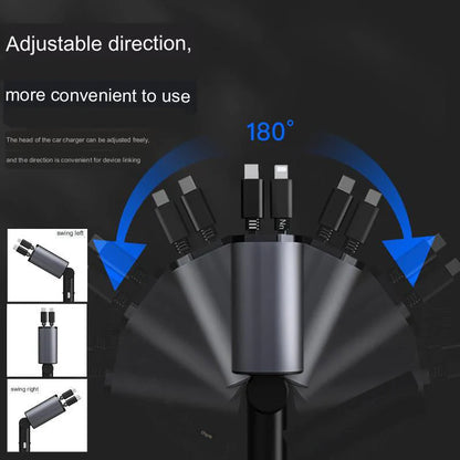 4 in 1 Retractable Charger Car Cigarette Lighter Adapter USB