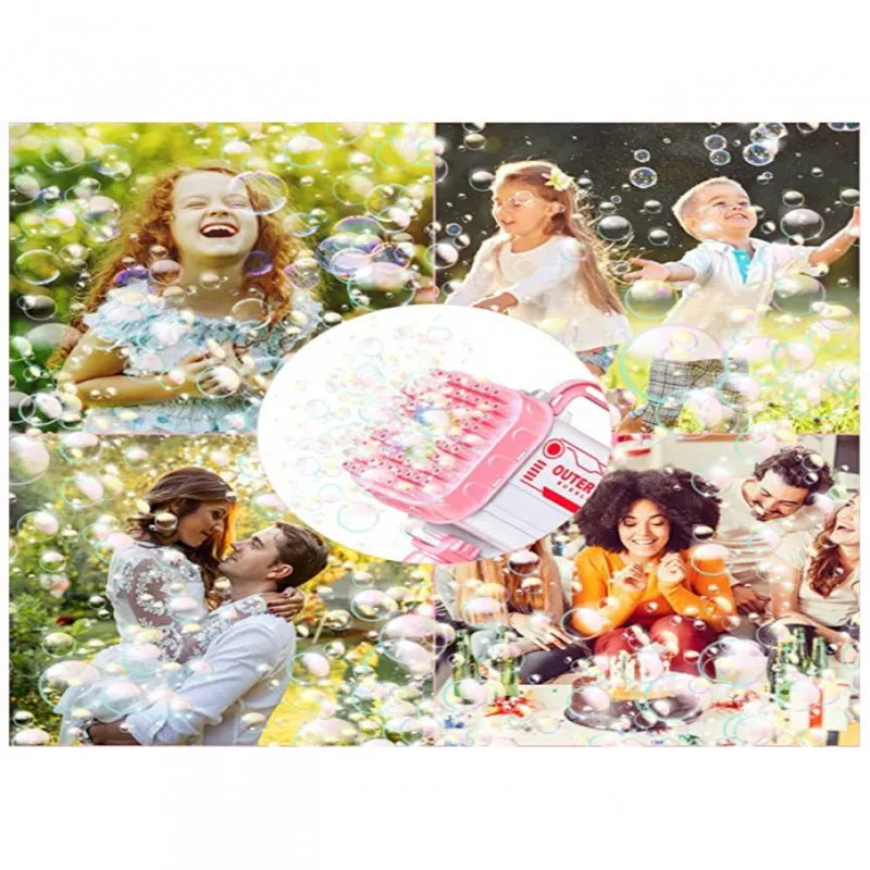 Bubble Gun One Pack Of Children's 40 Holes Launcher Handheld Portable Electric Automatic Bubble Gun LED Light