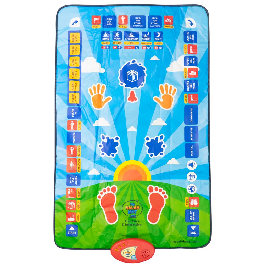 Salah Learning Prayer Mat with 36 Touch Keys and 7 Languages, Speaker, Fun & Easy Interactive Islamic Toy for Ages 3+ Children