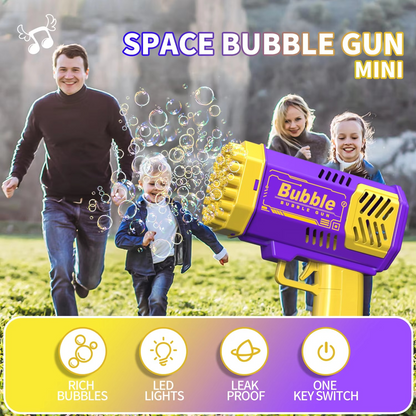 Bubble Gun One Pack Of Children's 40 Holes Launcher Handheld Portable Electric Automatic Bubble Gun LED Light