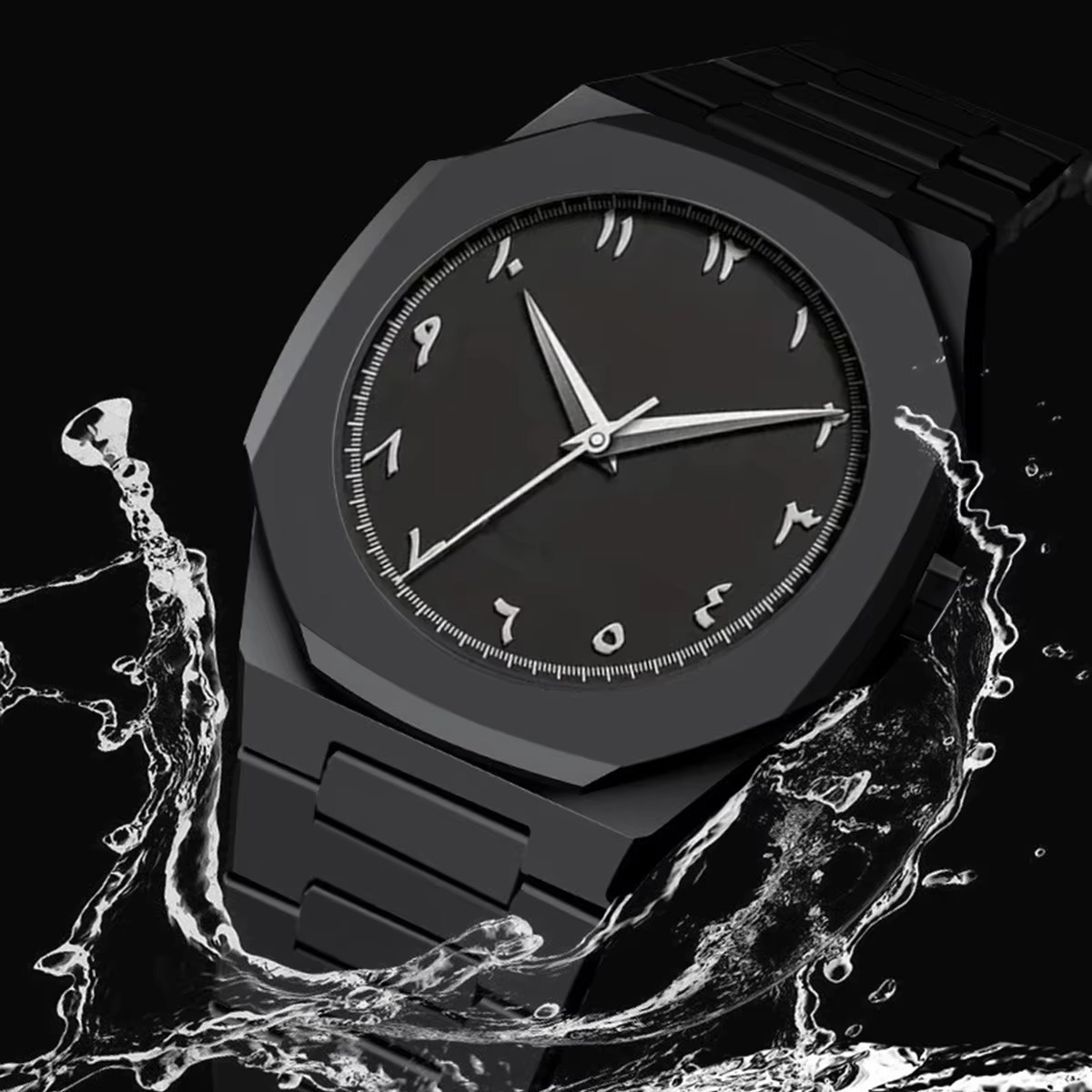 Black Arabic Aura Luxury Ultra thin Watch